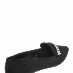 Bamboo New Diary61 Pointed Toe Rhinestone Loafer - Women Crystal Jewel DÃ©cor Slip On Flat