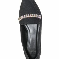 Bamboo New Diary61 Pointed Toe Rhinestone Loafer - Women Crystal Jewel DÃ©cor Slip On Flat