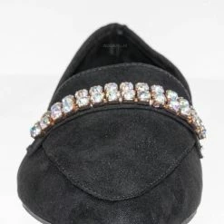 Bamboo New Diary61 Pointed Toe Rhinestone Loafer - Women Crystal Jewel DÃ©cor Slip On Flat