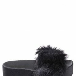 Bamboo New Donut30 Thick Platform Footbed Furry Sandal - Fluffy Tie Die EVA Slides Sandal
