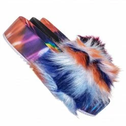 Bamboo New Donut30 Thick Platform Footbed Furry Sandal - Fluffy Tie Die EVA Slides Sandal