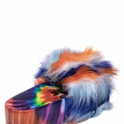 Bamboo New Donut30 Thick Platform Footbed Furry Sandal - Fluffy Tie Die EVA Slides Sandal