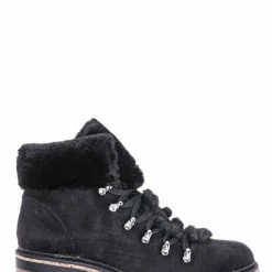 Bamboo Edison05 Shearling Military Combat Bootie -Faux Fur Collar Lace Up Lug Sole Shoe New