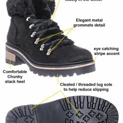 Bamboo Edison05 Shearling Military Combat Bootie -Faux Fur Collar Lace Up Lug Sole Shoe New