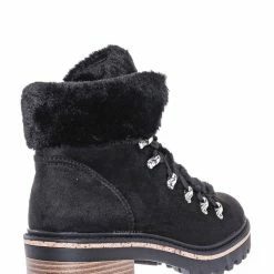 Bamboo Edison05 Shearling Military Combat Bootie -Faux Fur Collar Lace Up Lug Sole Shoe New