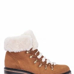Bamboo Edison05 Shearling Military Combat Bootie -Faux Fur Collar Lace Up Lug Sole Shoe New