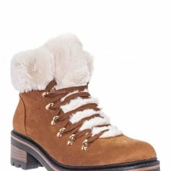 Bamboo Edison05 Shearling Military Combat Bootie -Faux Fur Collar Lace Up Lug Sole Shoe New