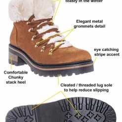 Bamboo Edison05 Shearling Military Combat Bootie -Faux Fur Collar Lace Up Lug Sole Shoe New