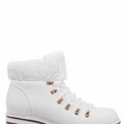 Bamboo Edison05 Shearling Military Combat Bootie -Faux Fur Collar Lace Up Lug Sole Shoe New