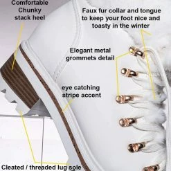 Bamboo Edison05 Shearling Military Combat Bootie -Faux Fur Collar Lace Up Lug Sole Shoe New