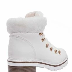 Bamboo Edison05 Shearling Military Combat Bootie -Faux Fur Collar Lace Up Lug Sole Shoe New