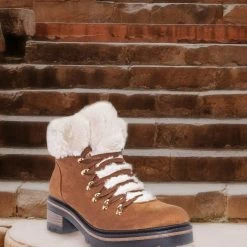 Bamboo Edison05 Shearling Military Combat Bootie -Faux Fur Collar Lace Up Lug Sole Shoe New