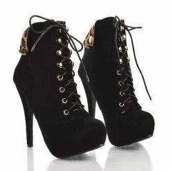 Ericka62 By Bamboo, High Stiletto Heel Lace Up Ankle Bootie W Folded Ankle Cuff New