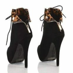 Ericka62 By Bamboo, High Stiletto Heel Lace Up Ankle Bootie W Folded Ankle Cuff New