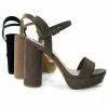 Essence01S By Bamboo, Block Heel Sandal W Metal Strip Trimming. Women's Open Toe Sandal New