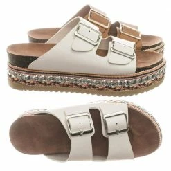 Bamboo Fab16s Flatform Boho Festive Tribal Molded Footbed Slip On Slides Sandal