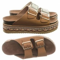 Bamboo Fab16s Flatform Boho Festive Tribal Molded Footbed Slip On Slides Sandal