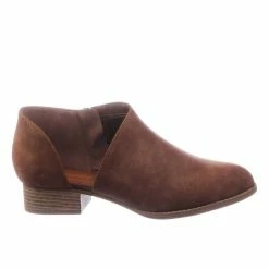 Bamboo Flare Stack Heel Ankle Booties W Side Cutout, Women Shoes