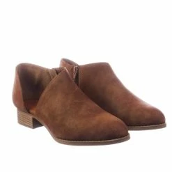 Bamboo Flare Stack Heel Ankle Booties W Side Cutout, Women Shoes