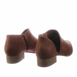 Bamboo Flare Stack Heel Ankle Booties W Side Cutout, Women Shoes