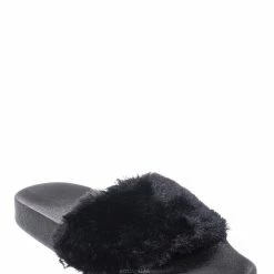 Bamboo Flatter15 Faux Fur Neon Molded Slipper Sandal - Women Slide In Slides Flats New