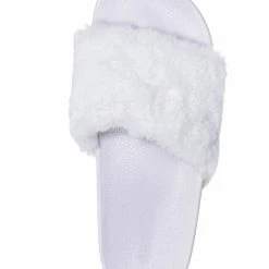 Bamboo Flatter15 Faux Fur Neon Molded Slipper Sandal - Women Slide In Slides Flats New