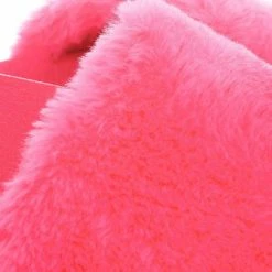 Bamboo Flatter15 Faux Fur Neon Molded Slipper Sandal - Women Slide In Slides Flats New