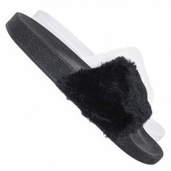 Bamboo Flatter15 Faux Fur Neon Molded Slipper Sandal - Women Slide In Slides Flats New