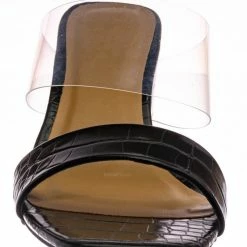 Bamboo Forever31 Lucite Chunky Block Heel Slides - Womens Open Squared Toe Mules