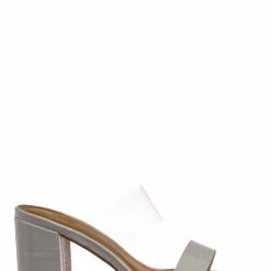 Bamboo Forever31 Lucite Chunky Block Heel Slides - Womens Open Squared Toe Mules