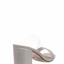 Bamboo Forever31 Lucite Chunky Block Heel Slides - Womens Open Squared Toe Mules