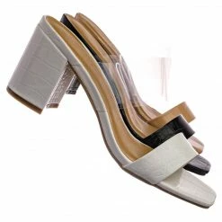 Bamboo Forever31 Lucite Chunky Block Heel Slides - Womens Open Squared Toe Mules