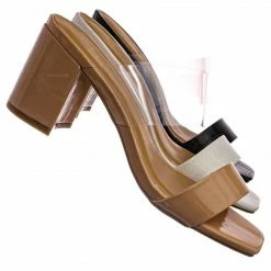 Bamboo Forever31 Lucite Chunky Block Heel Slides - Womens Open Squared Toe Mules