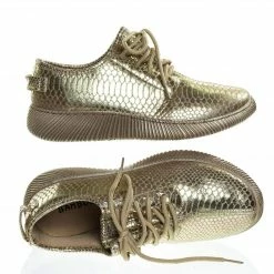 Bamboo New Forward03 Snakeskin Embossed Prints, Lace Up Sneaker W Ribbed Outsole