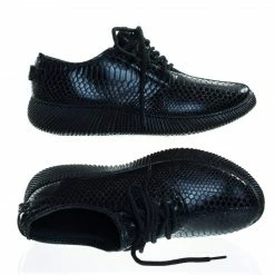 Bamboo New Forward03 Snakeskin Embossed Prints, Lace Up Sneaker W Ribbed Outsole