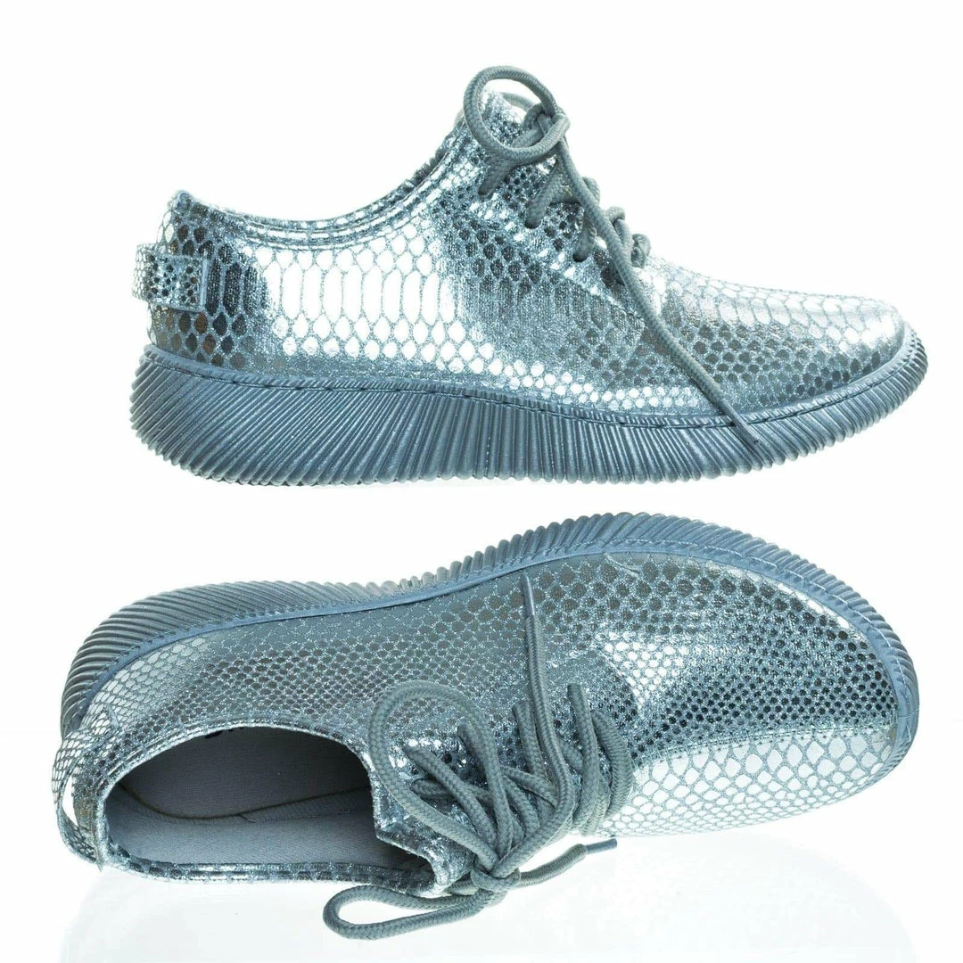 Bamboo New Forward03 Snakeskin Embossed Prints, Lace Up Sneaker W Ribbed Outsole