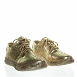 Bamboo New Forward03 Snakeskin Embossed Prints, Lace Up Sneaker W Ribbed Outsole