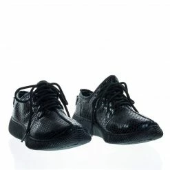 Bamboo New Forward03 Snakeskin Embossed Prints, Lace Up Sneaker W Ribbed Outsole