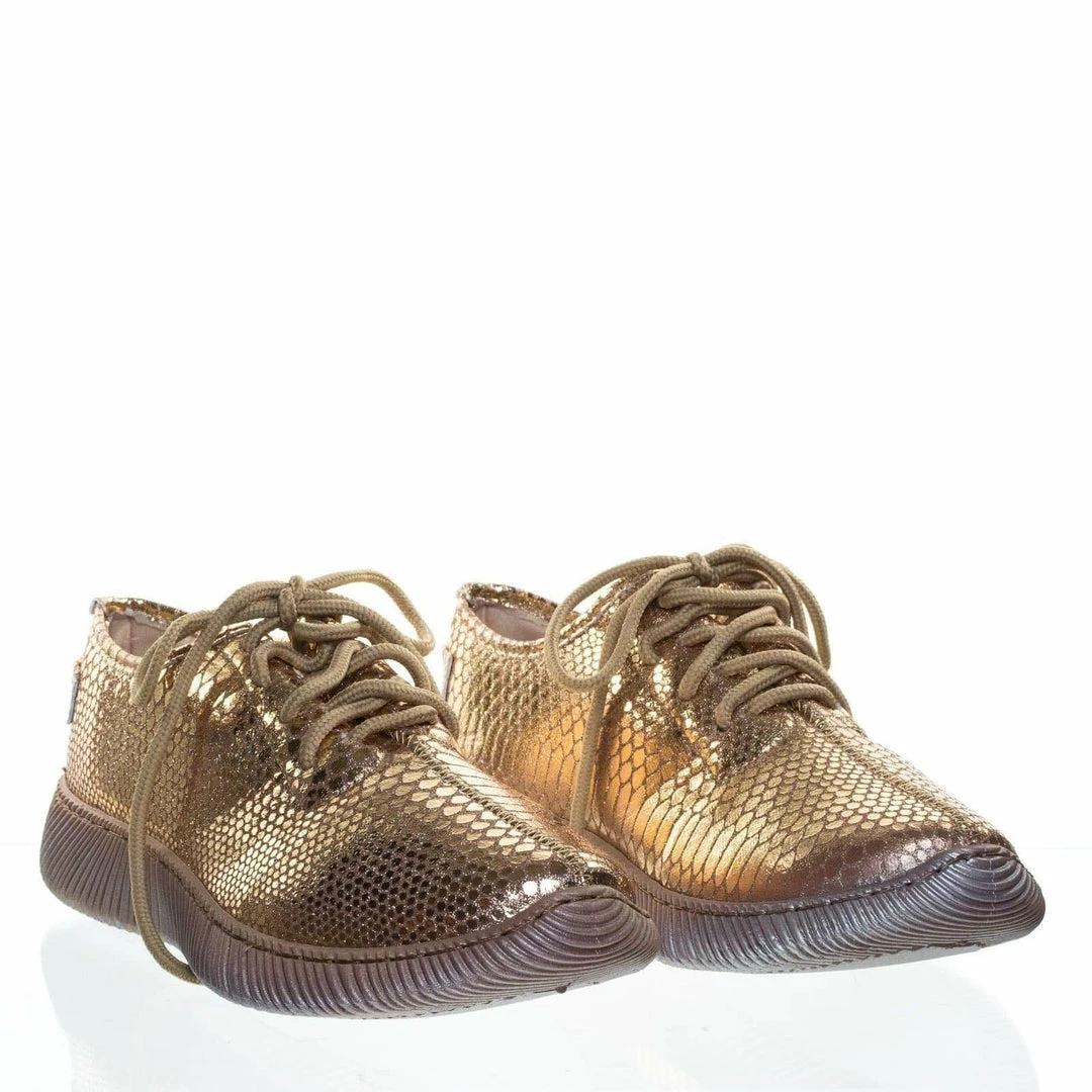 Bamboo New Forward03 Snakeskin Embossed Prints, Lace Up Sneaker W Ribbed Outsole