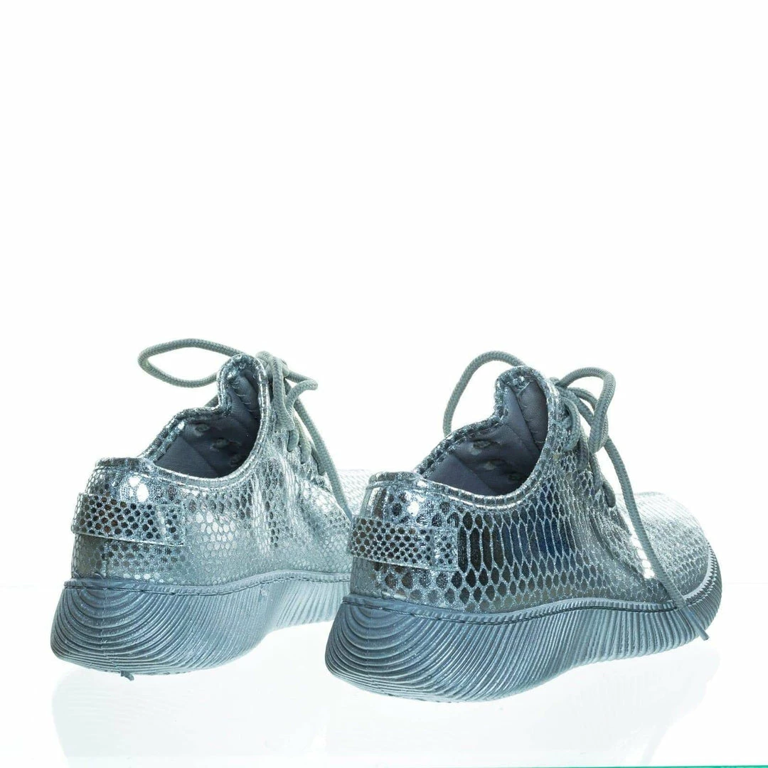 Bamboo New Forward03 Snakeskin Embossed Prints, Lace Up Sneaker W Ribbed Outsole