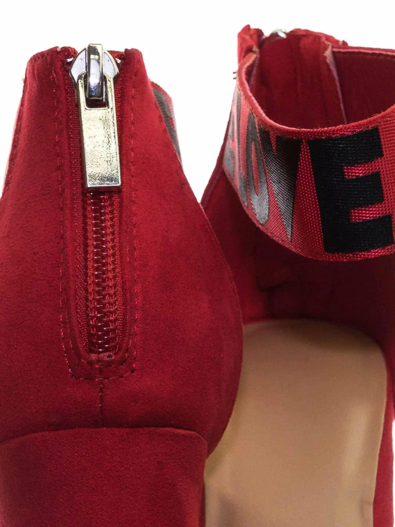 Bamboo Frenzy64 Lover Letter & Stripe High Block Heel Dress Sandal New