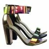 Bamboo Frenzy94 Holographic Iridescent Block High Heel Dress Sandal W Thick Ankle Strap