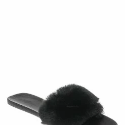 Bamboo Fullmoon14 Furry Flat Slide In Sandals - Indoor Outdoor Festival Faux Fur Shoes New