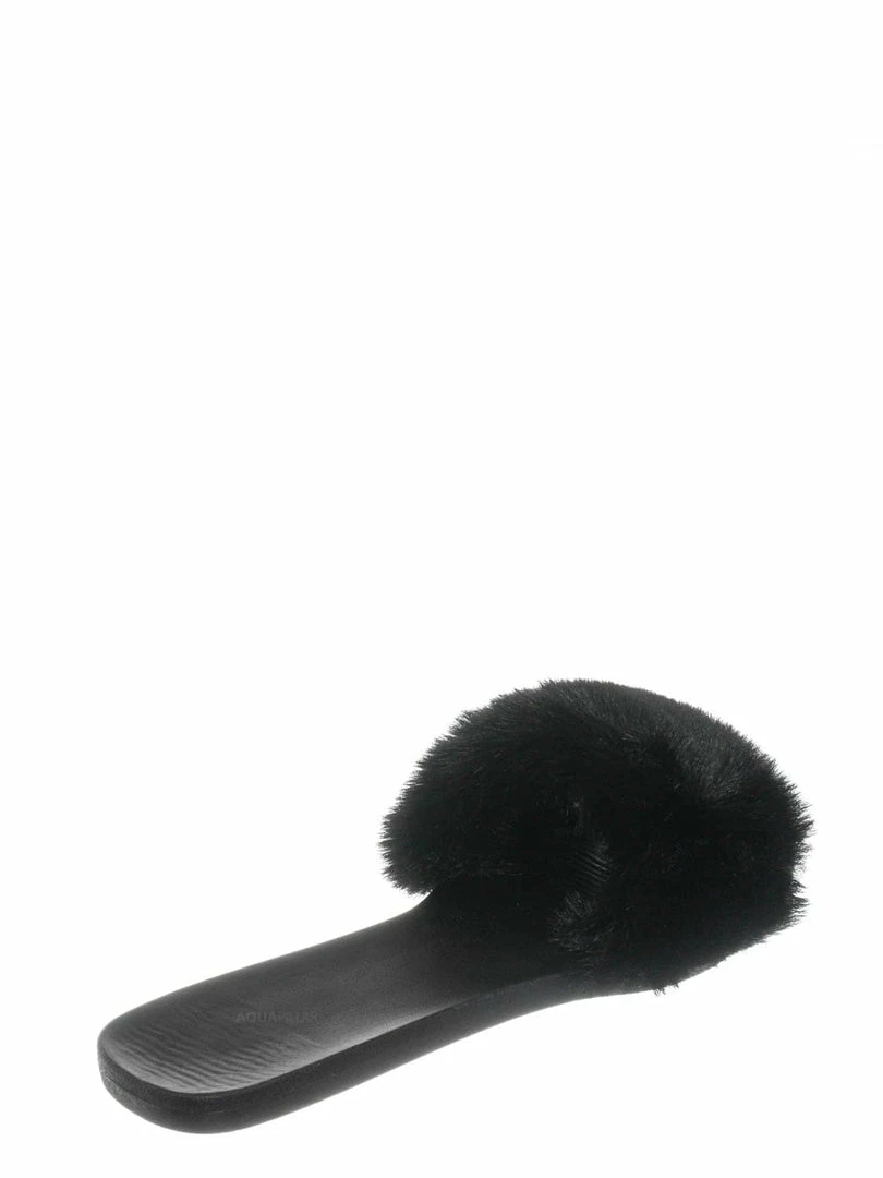 Bamboo Fullmoon14 Furry Flat Slide In Sandals - Indoor Outdoor Festival Faux Fur Shoes New