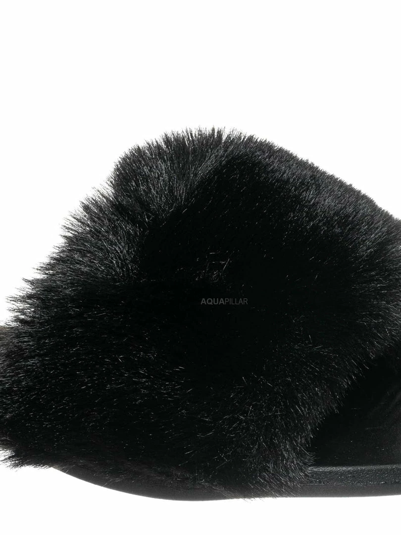Bamboo Fullmoon14 Furry Flat Slide In Sandals - Indoor Outdoor Festival Faux Fur Shoes New