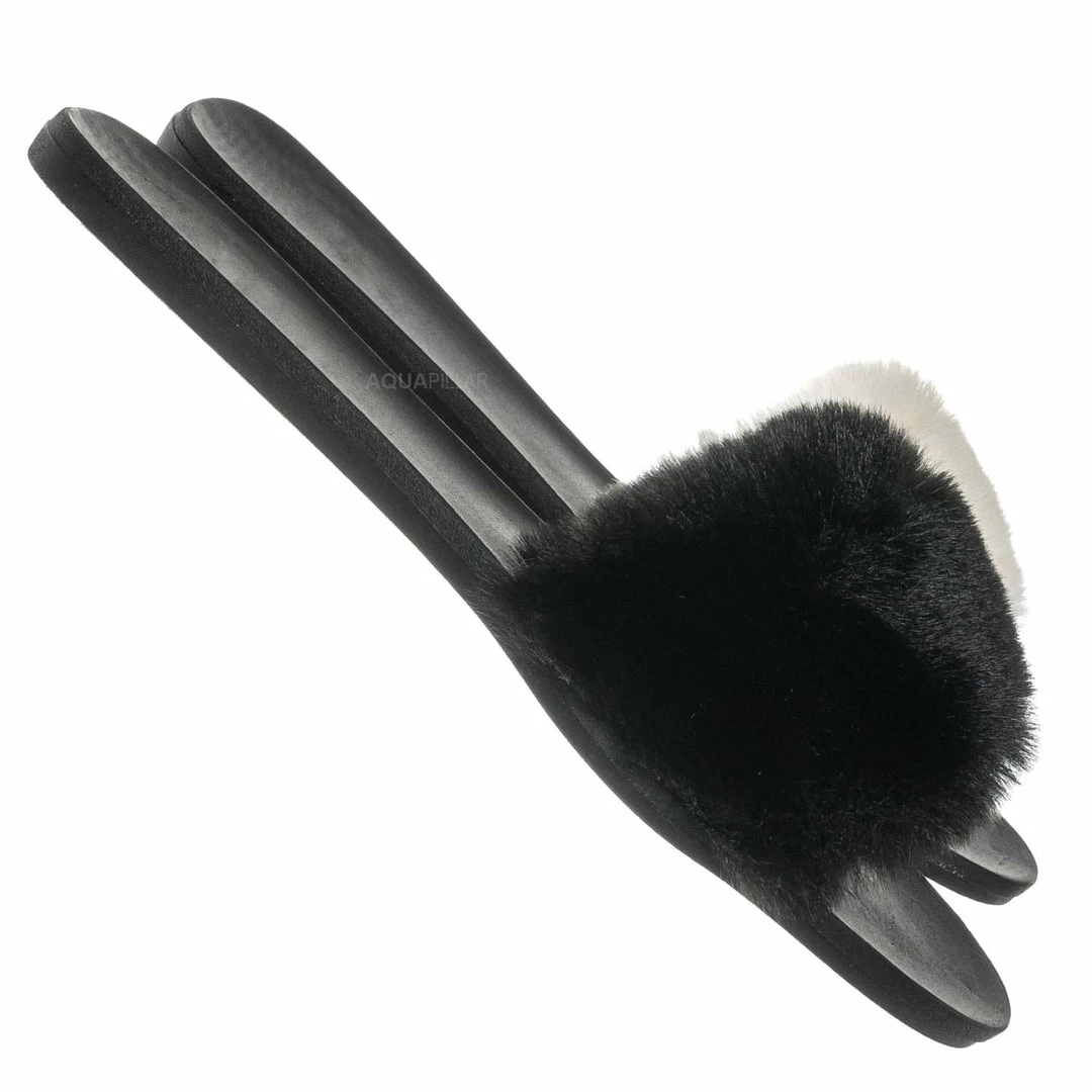 Bamboo Fullmoon14 Furry Flat Slide In Sandals - Indoor Outdoor Festival Faux Fur Shoes New
