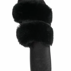 Bamboo Fullmoon15 Furry Double Strap Slide In Sandals - Faux Fur Indoor Outdoor Slipper New