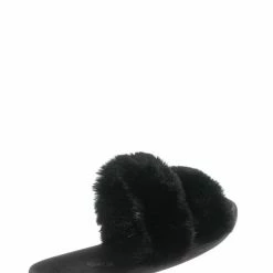 Bamboo Fullmoon15 Furry Double Strap Slide In Sandals - Faux Fur Indoor Outdoor Slipper New