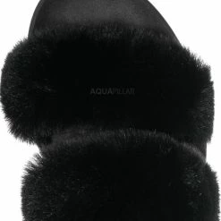 Bamboo Fullmoon15 Furry Double Strap Slide In Sandals - Faux Fur Indoor Outdoor Slipper New