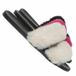Bamboo Fullmoon15 Furry Double Strap Slide In Sandals - Faux Fur Indoor Outdoor Slipper New